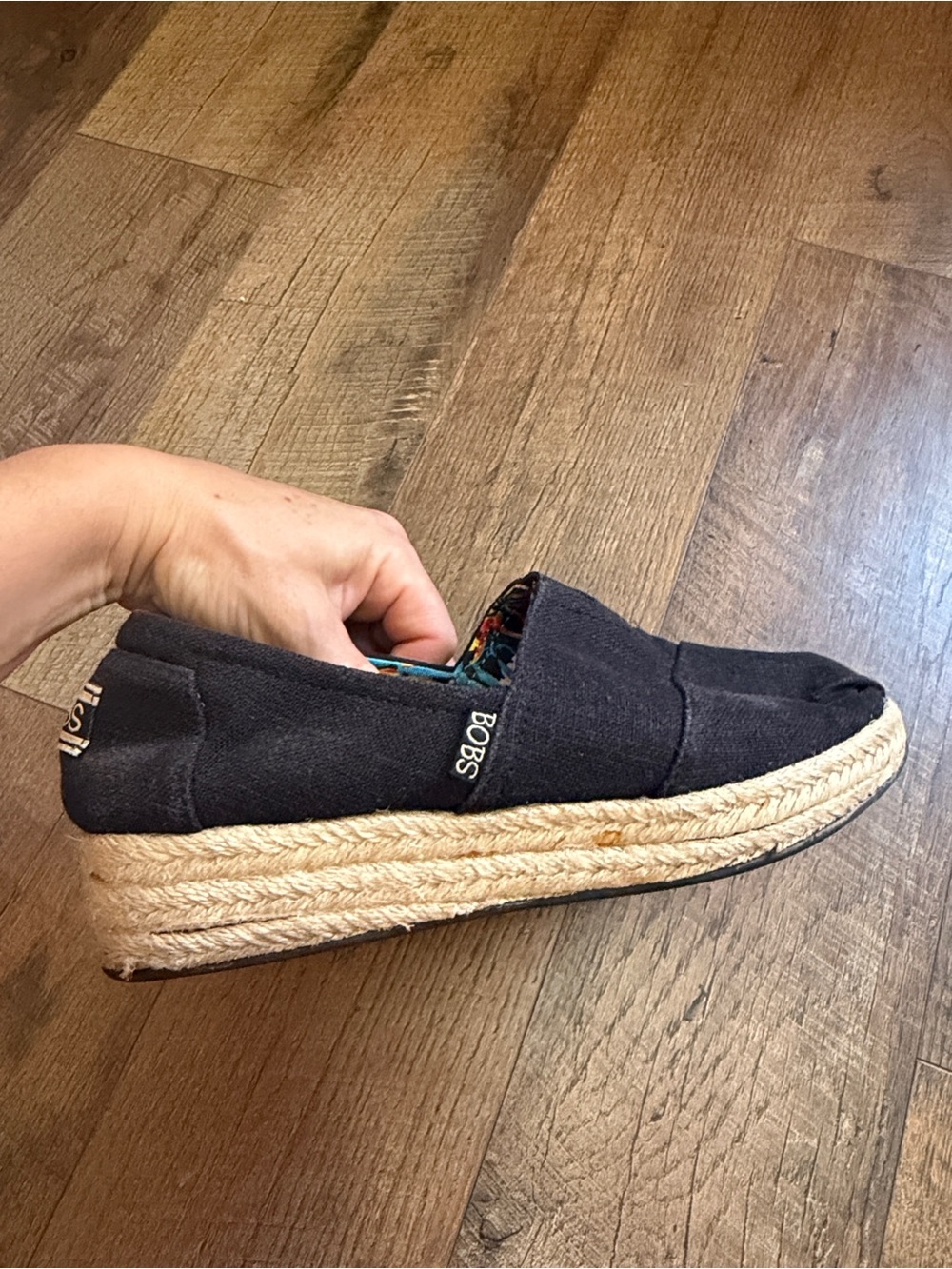 Skechers BOBS Black Espadrille Platform Slip-On